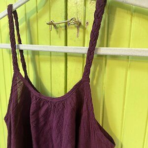 Cotton flower top: Eggplant Purple cotton tie tank